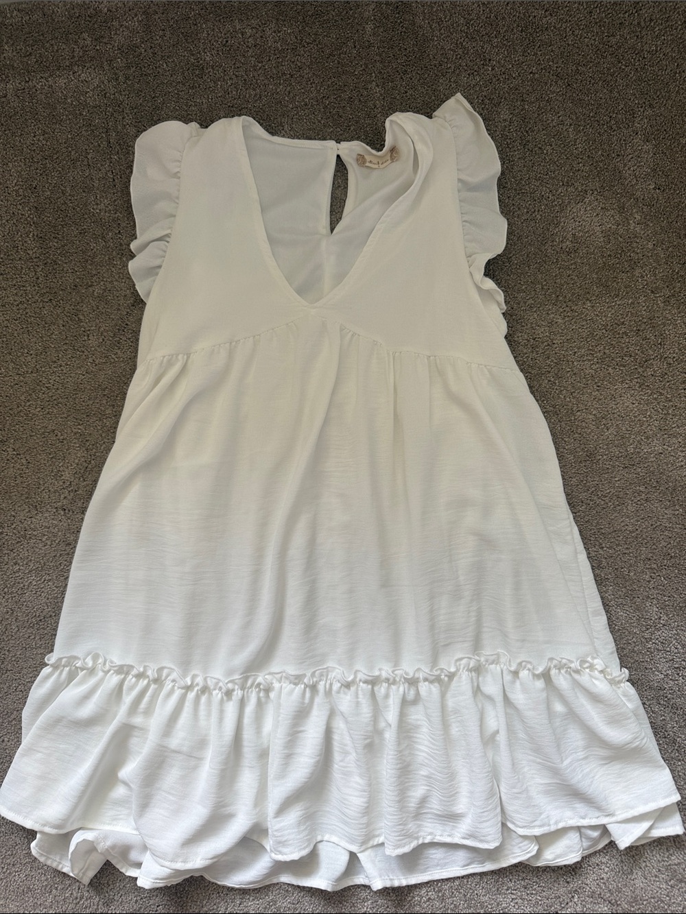 Altar'd State Cream Ruffle Sleeve V-Neck Tunic